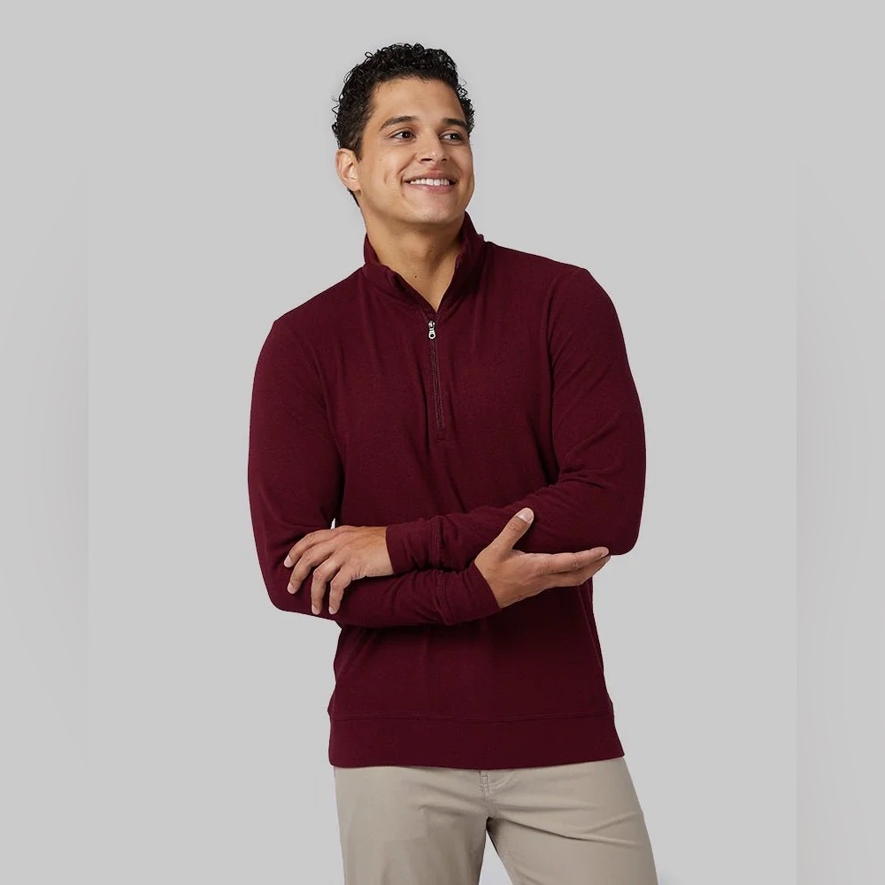 Men’s 32 degrees heat pullover 1/4 zip, size large, red maroon, long sleeve